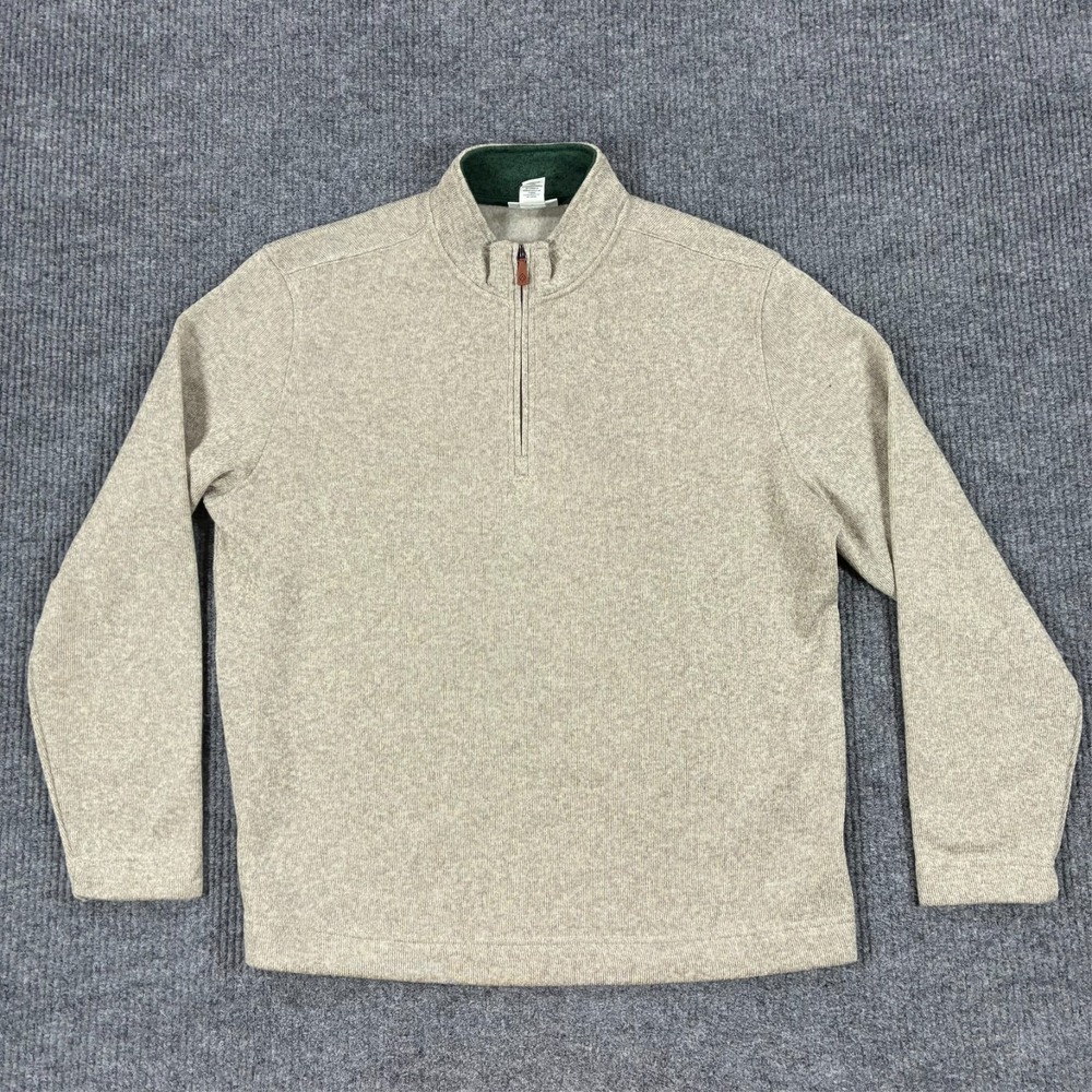 Aspen Mens Size 2XL Beige Quarter Zip Pullover Sweatshirt Fleece Mock Neck